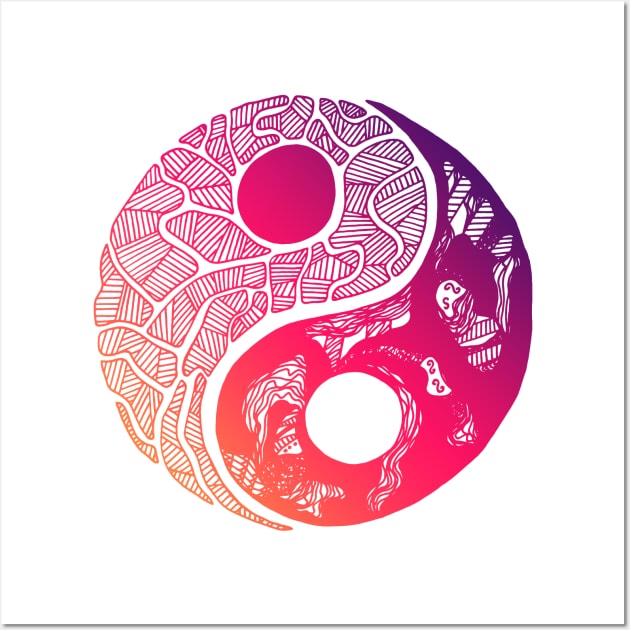 Sunset Sky Abstract Yin Yang Wall Art by kenallouis